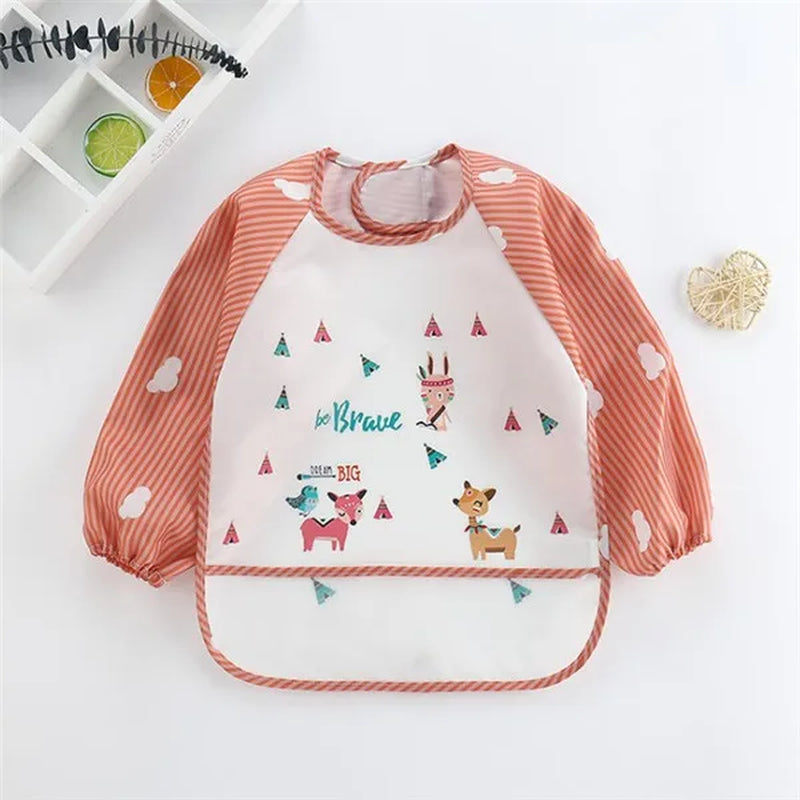 Baby Long Sleeve Waterproof Art Smock Bib with Pocket