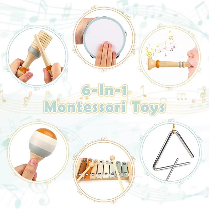 Wooden Musical Instrument Set Montessori Xylophone for Toddlers