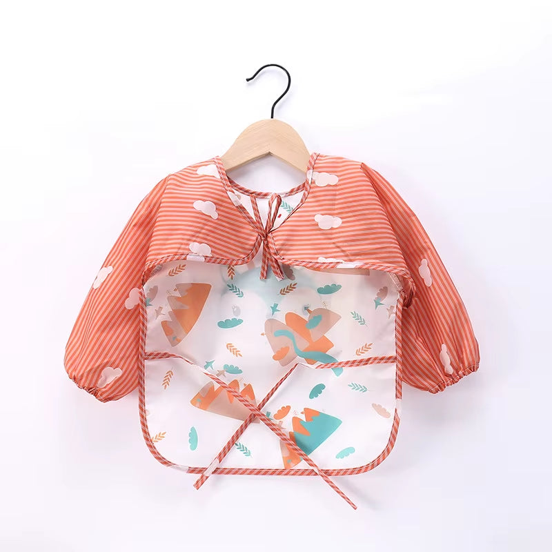 Baby Long Sleeve Waterproof Art Smock Bib with Pocket