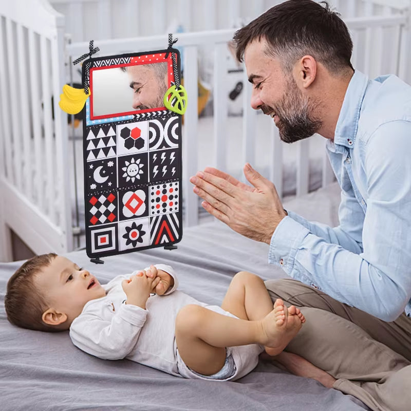 Baby Tummy Time Mirror Black & White – Sensory Floor Mirror