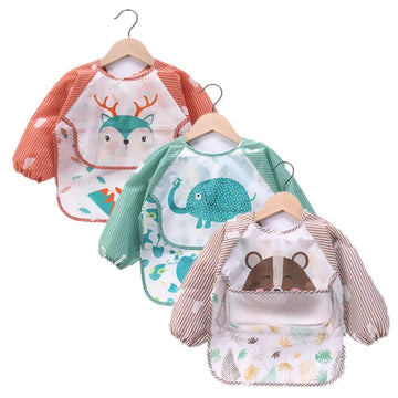 Baby Long Sleeve Waterproof Art Smock Bib with Pocket