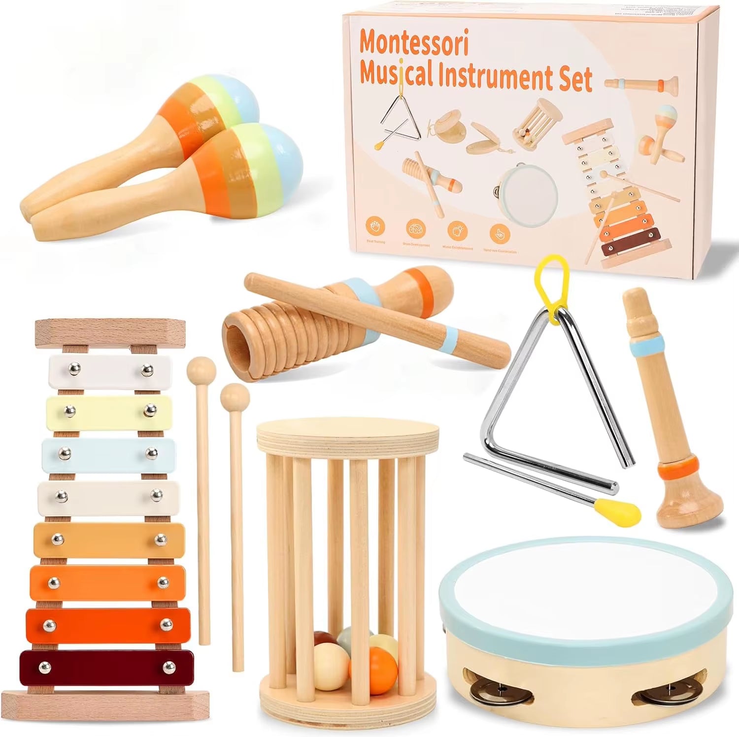 Wooden Musical Instrument Set Montessori Xylophone for Toddlers