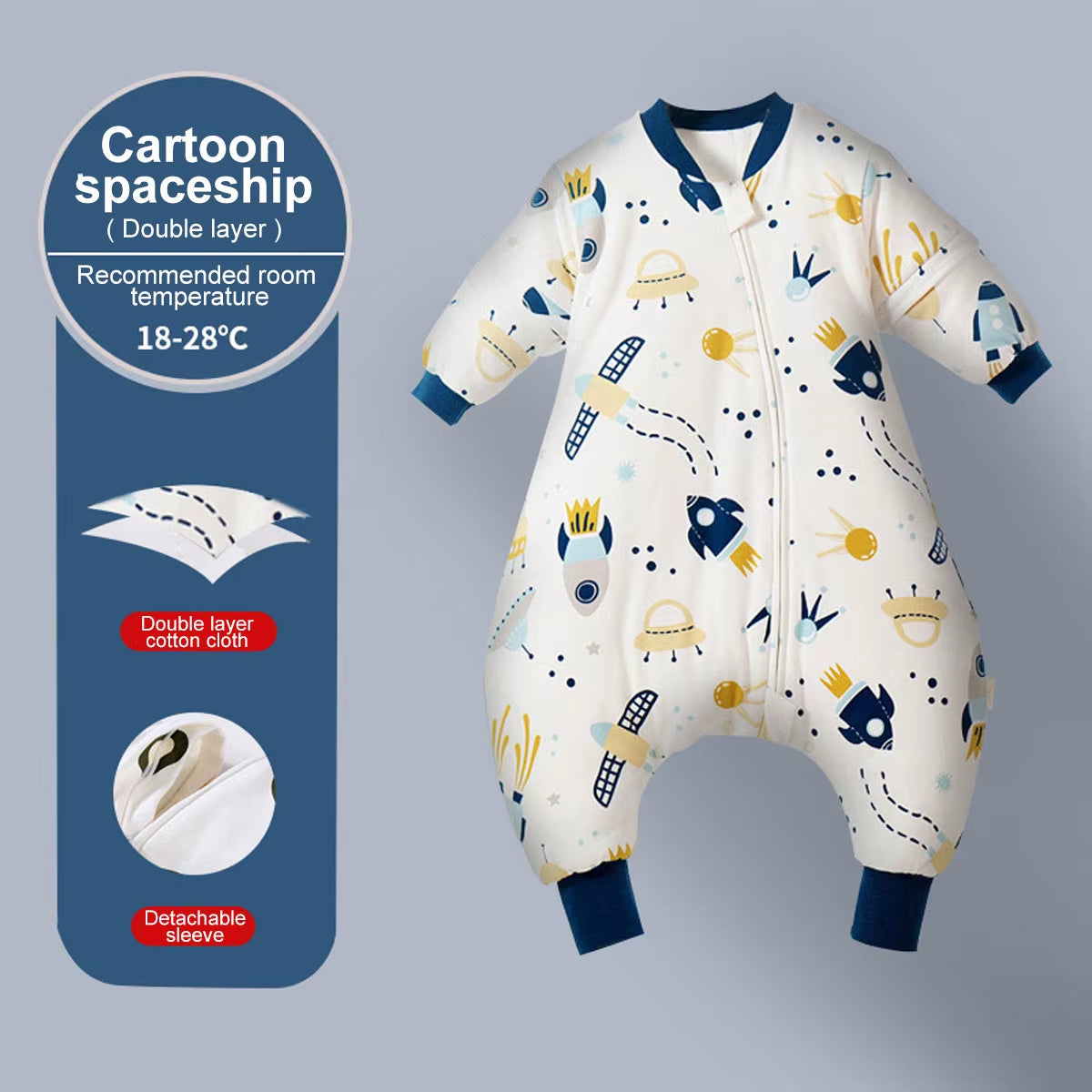 Baby Cartoon Sleepsack with Detachable Sleeves