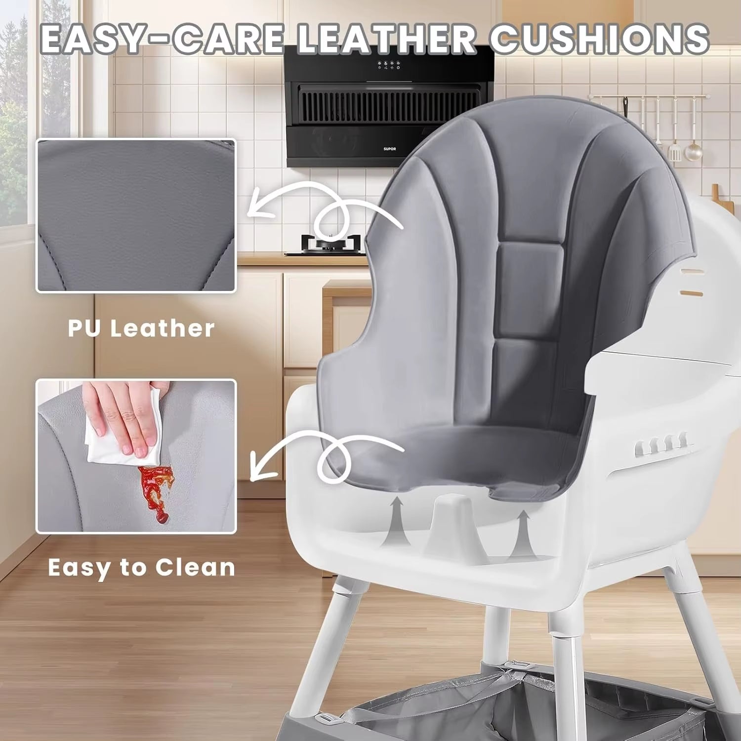 Convertible High Chair with Tray & Cup Holder