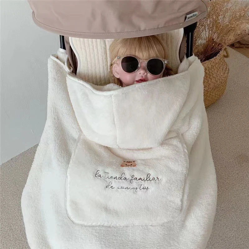 Baby Swaddle Blanket Cartoon Bear Plush Windproof Wrap