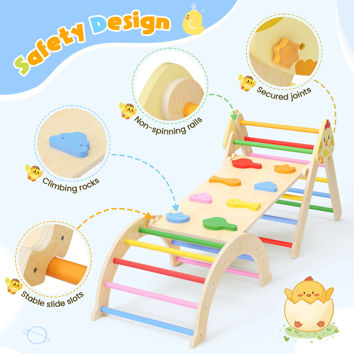 7-In-1 Toddler Climbing Frame Playground Indoor Play Gym for Kids Training Baby Wooden Slide