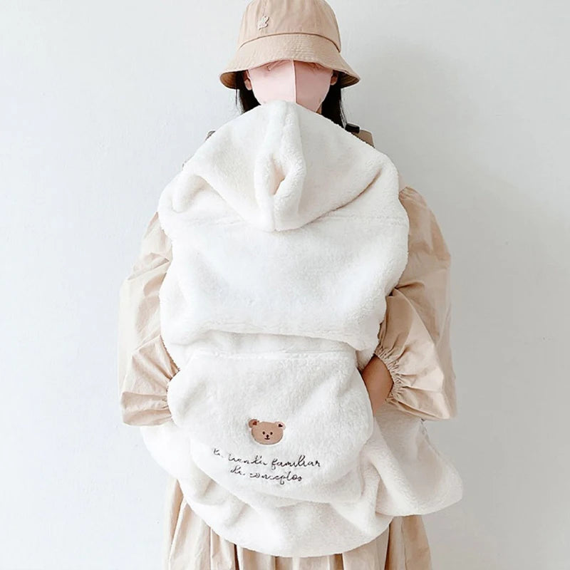 Baby Swaddle Blanket Cartoon Bear Plush Windproof Wrap