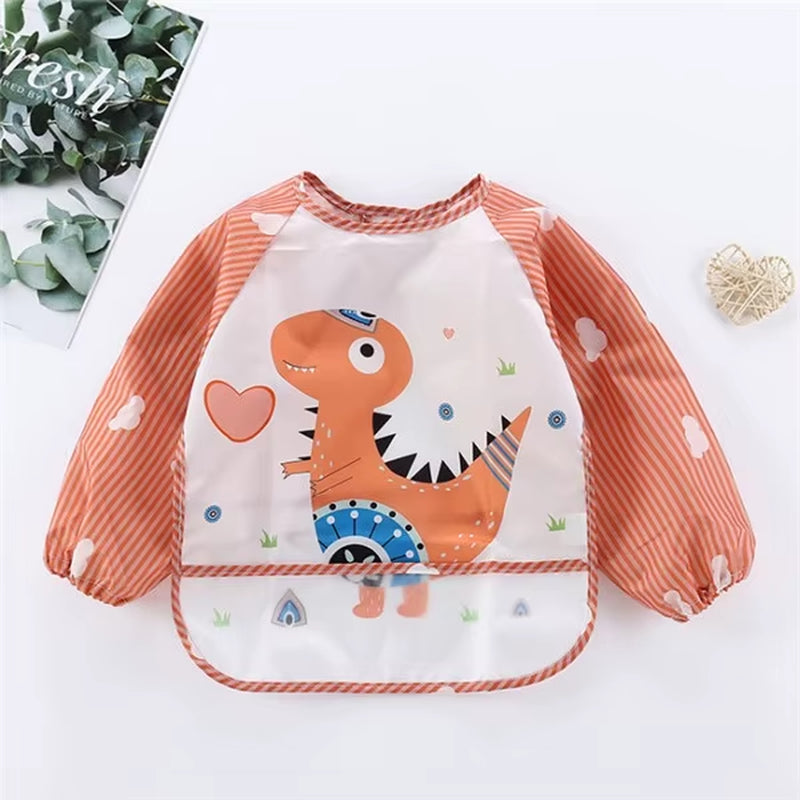 Baby Long Sleeve Waterproof Art Smock Bib with Pocket