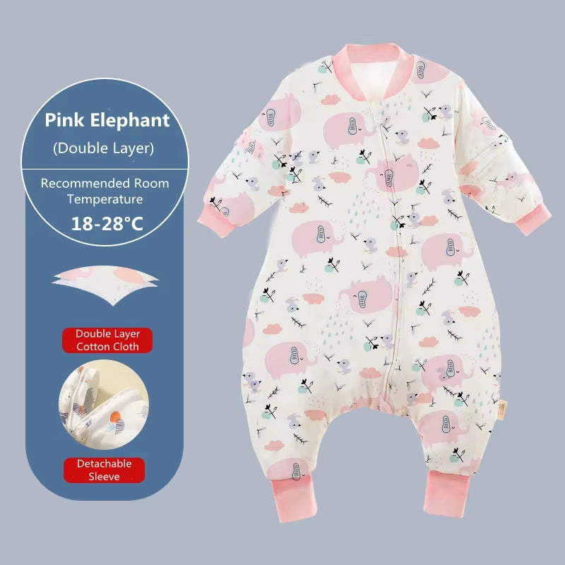 Baby Cartoon Sleepsack with Detachable Sleeves