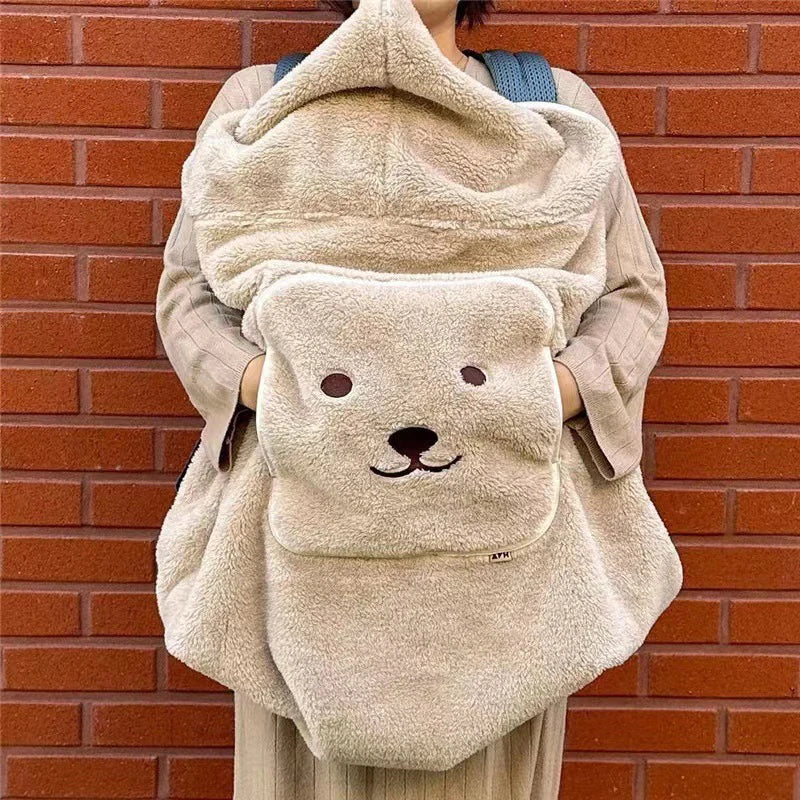 Baby Swaddle Blanket Cartoon Bear Plush Windproof Wrap