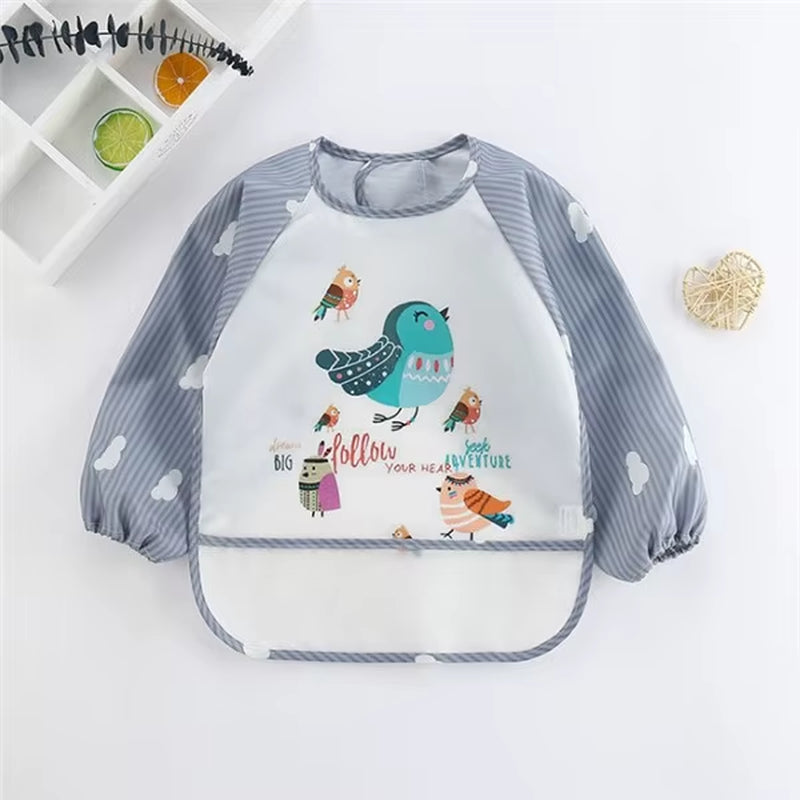 Baby Long Sleeve Waterproof Art Smock Bib with Pocket