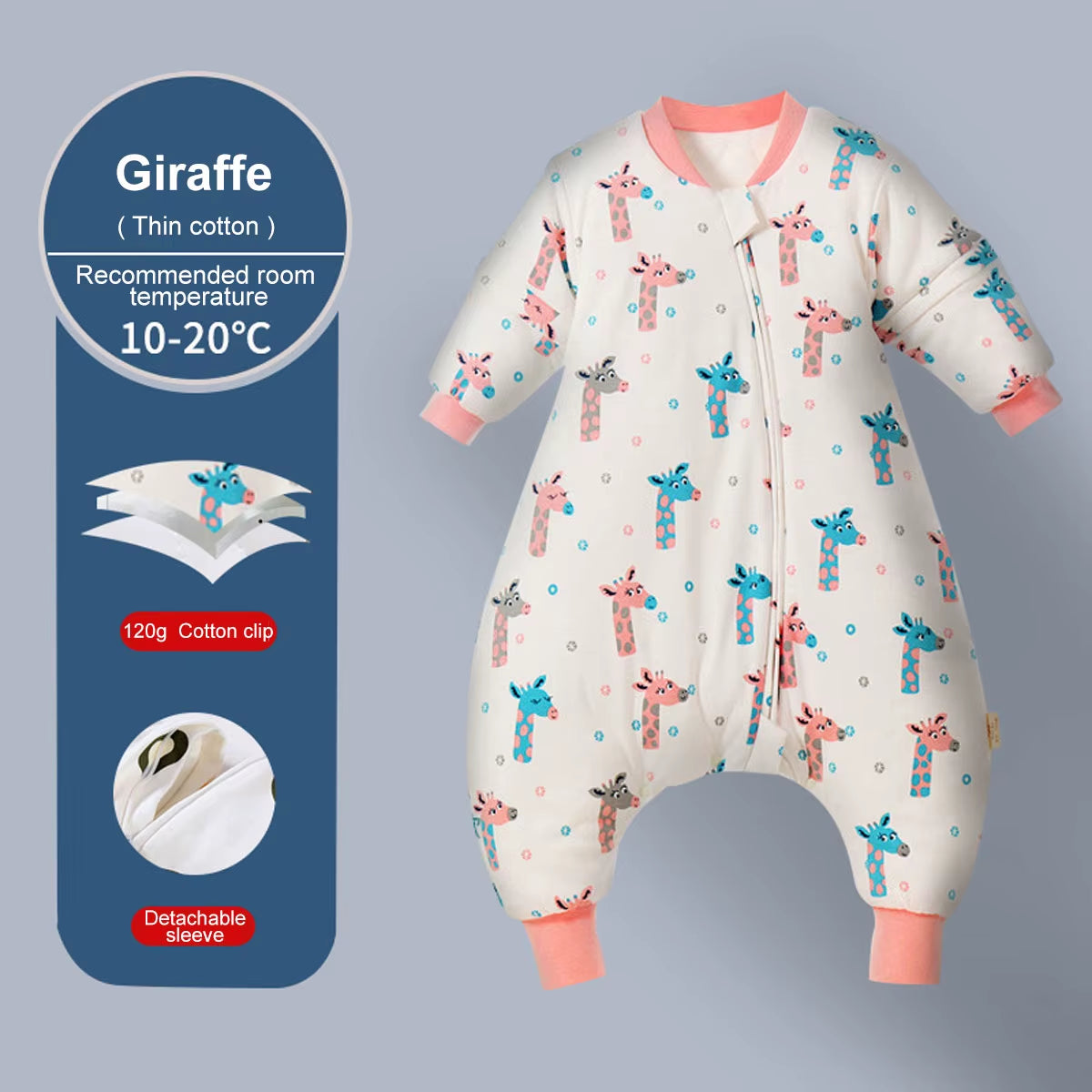 Baby Cartoon Sleepsack with Detachable Sleeves