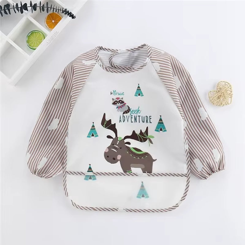 Baby Long Sleeve Waterproof Art Smock Bib with Pocket