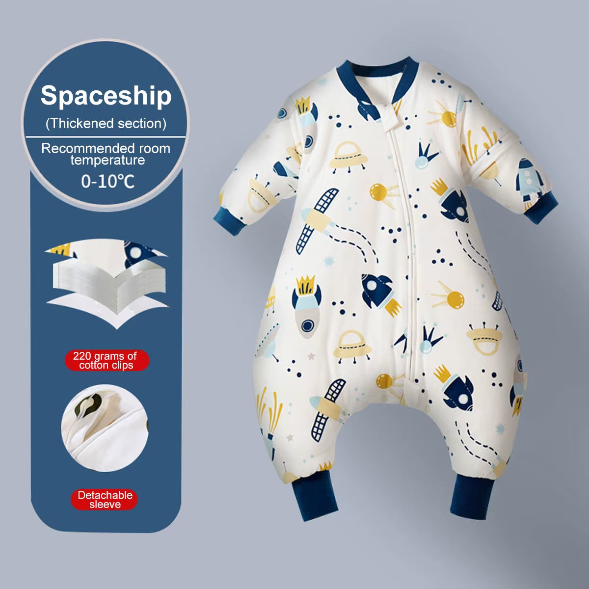 Baby Cartoon Sleepsack with Detachable Sleeves