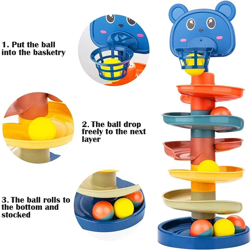 Baby Rolling Ball Toy Montessori Stacking Track for Infants