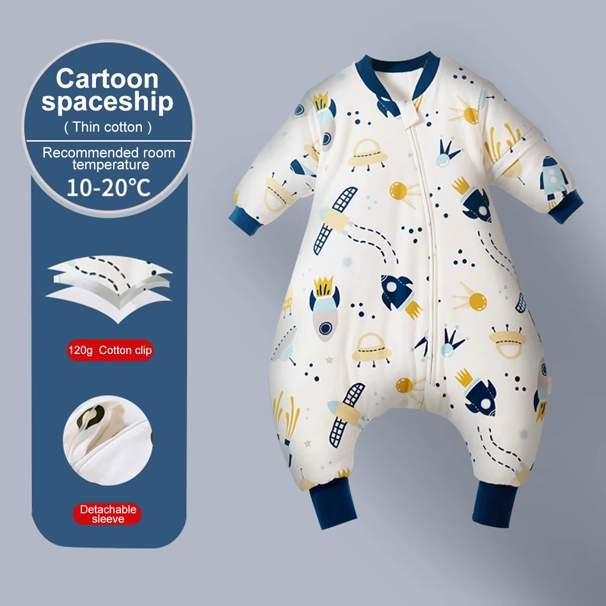 Baby Cartoon Sleepsack with Detachable Sleeves