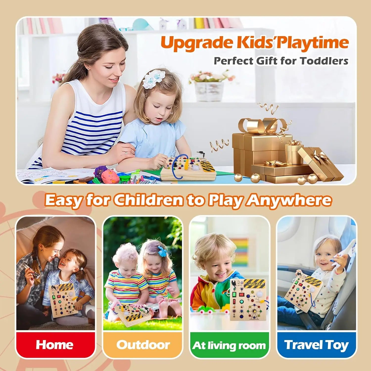 Montessori Toddler Wooden Busy Board