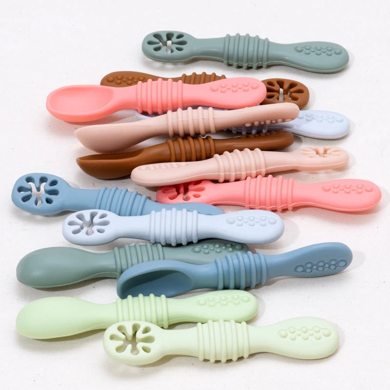 Silicone Baby Training Spoon Set