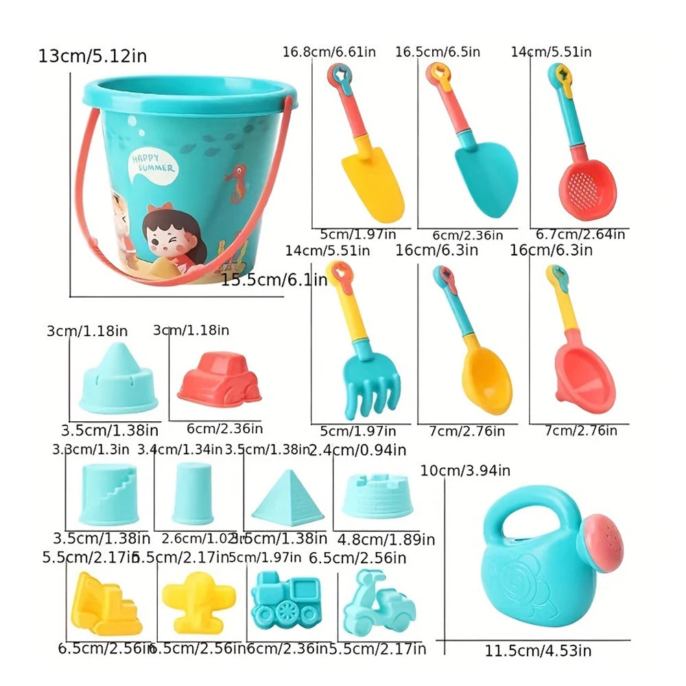 Kids Beach Sand Toy Set 18PCS Outdoor Play Tools Kit