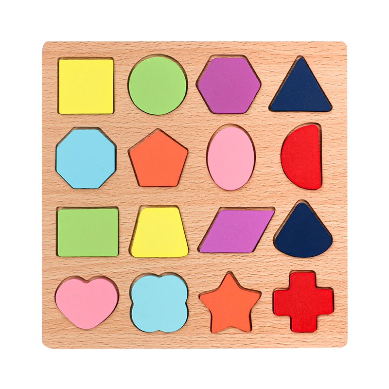 Montessori Wooden Puzzle Toy – 3D Alphabet & Shapes Set