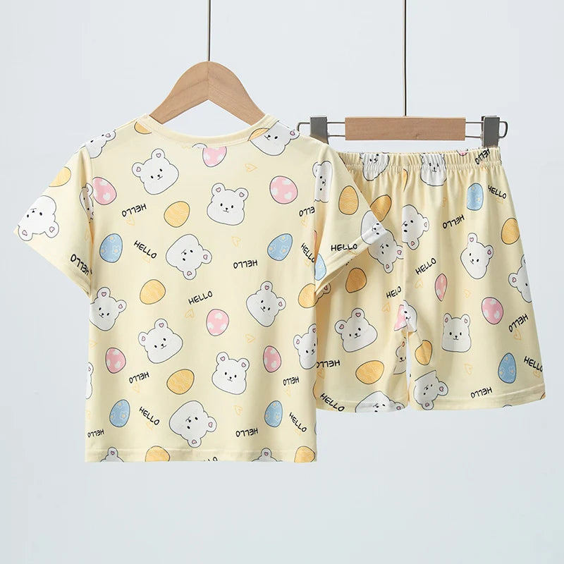 Kids Summer Cartoon Shorts Set