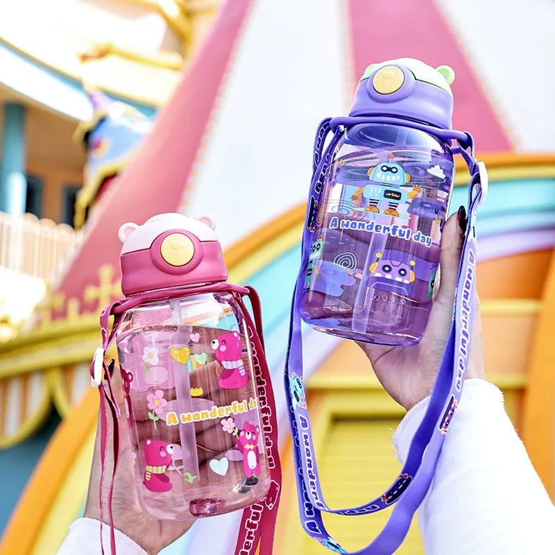 Kids Portable Straw Water Bottle