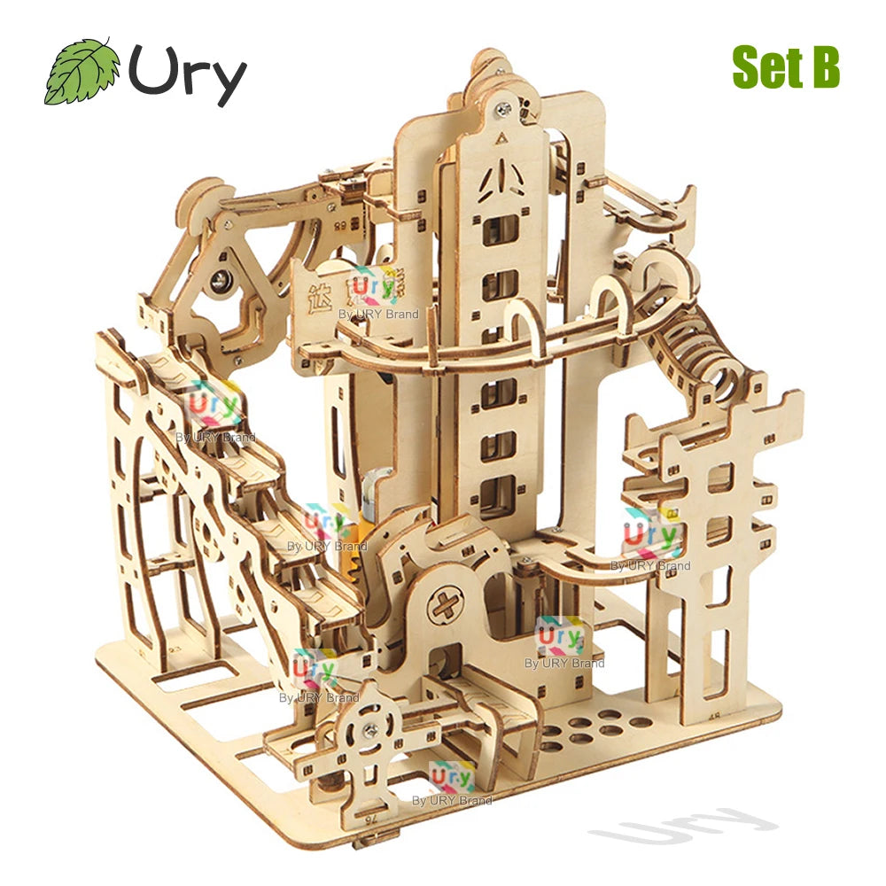 3D Wooden Marble Run Set