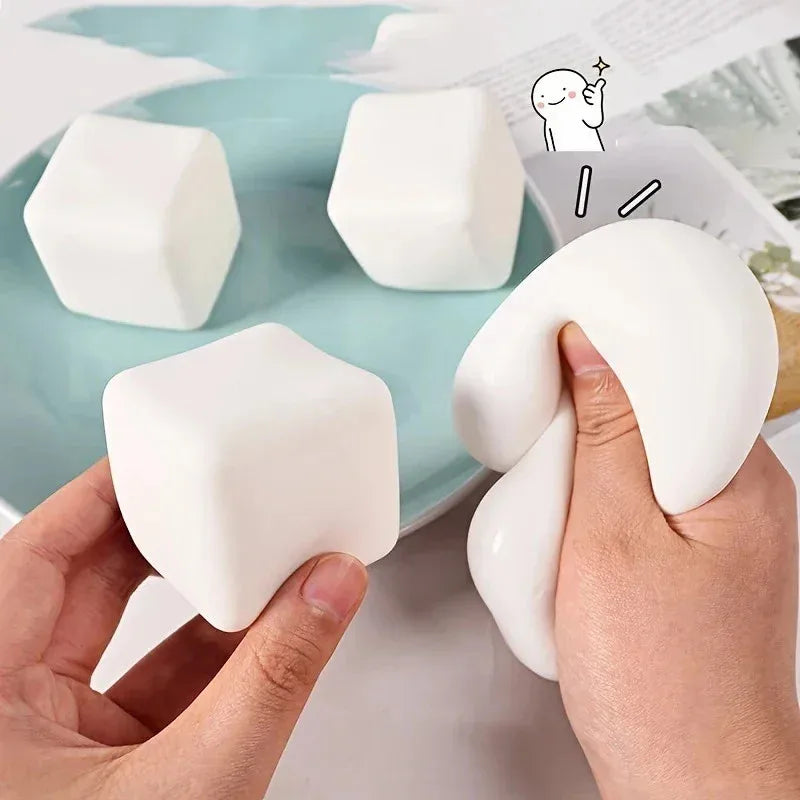 Cute Tofu Stress Balls – Squishy Fidget Sensory Toys for Stress Relief, Best Gift for Kids & Adults
