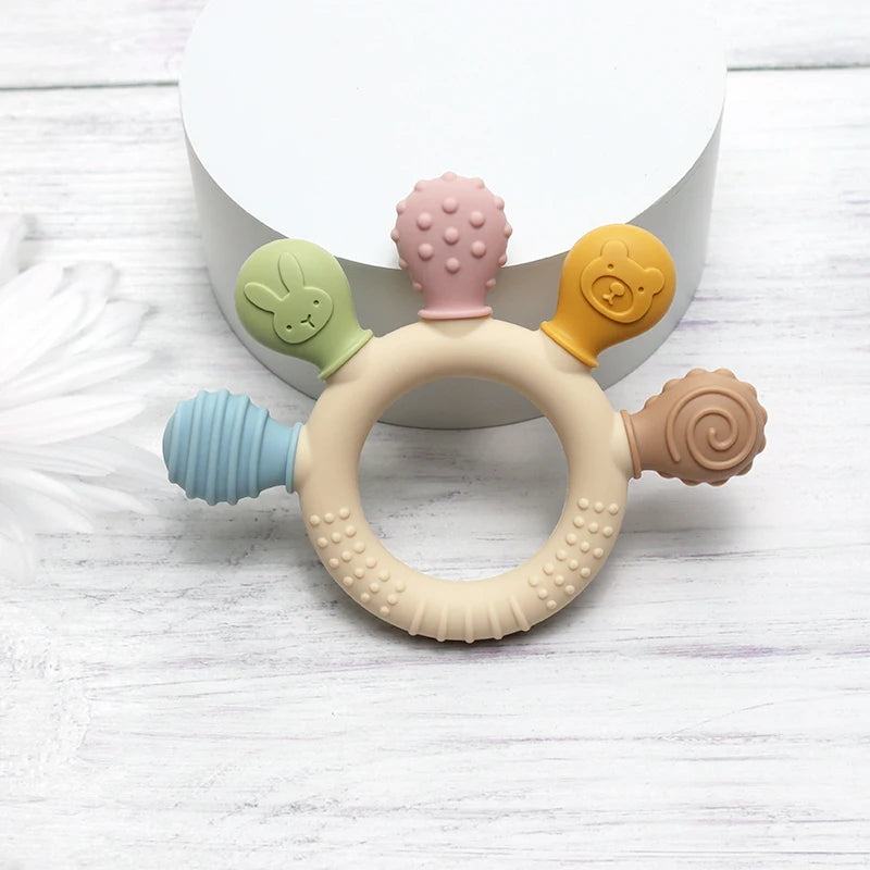 Silicone Baby Teether Ring – Multicolor Gum Relief Toy