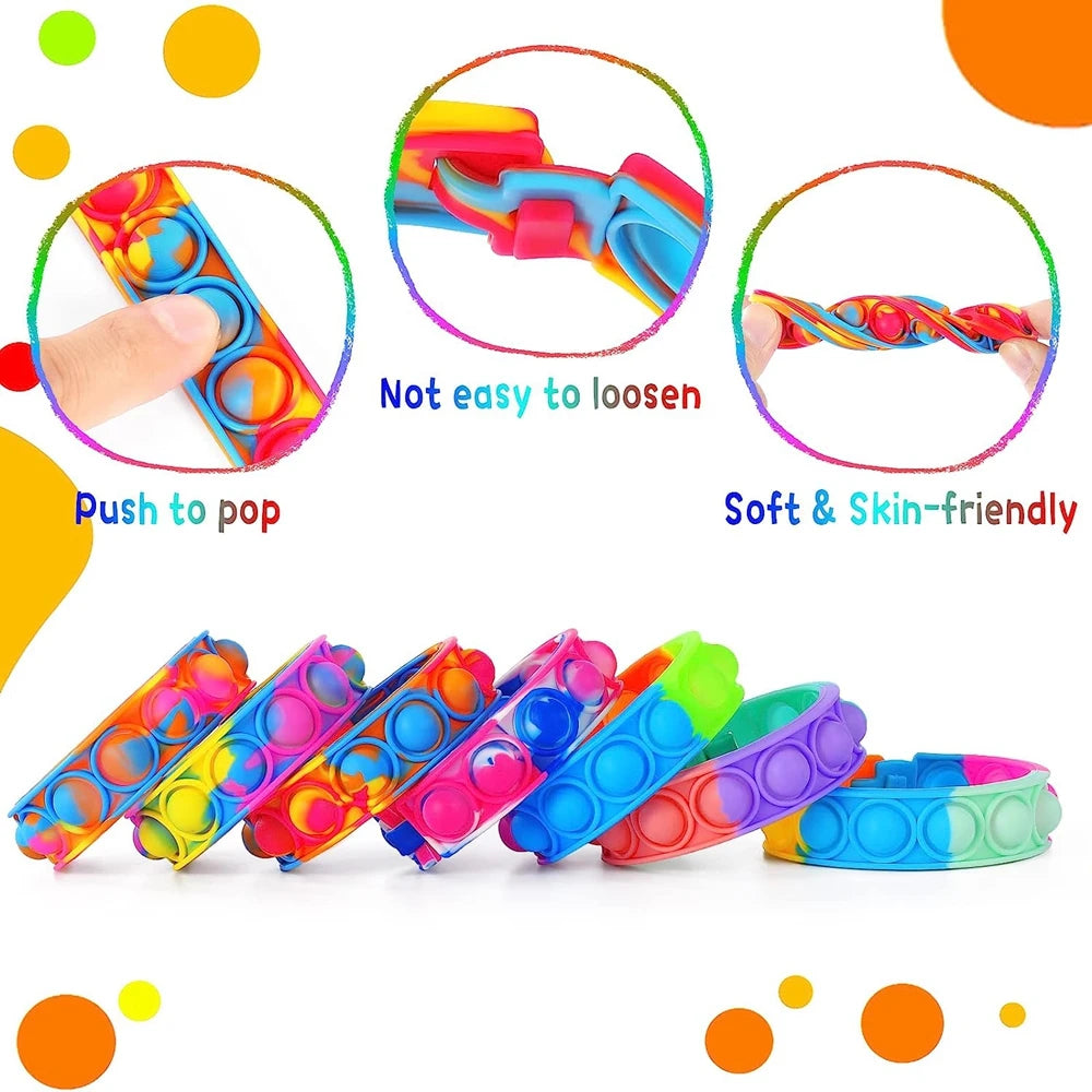 Fidget Pop Bracelet 12PCS Sensory Stress Relief Set