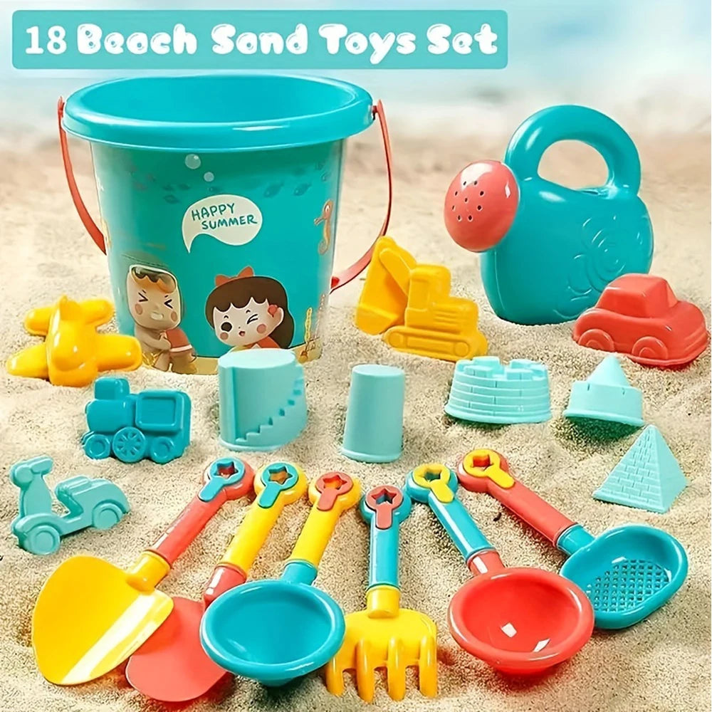 18PCS Beach Sand Toy Set – Durable Plastic Outdoor Play Tools for Kids