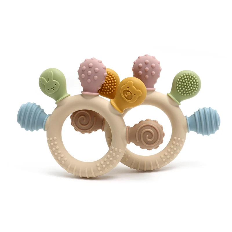 Silicone Baby Teether Ring – Multicolor Gum Relief Toy