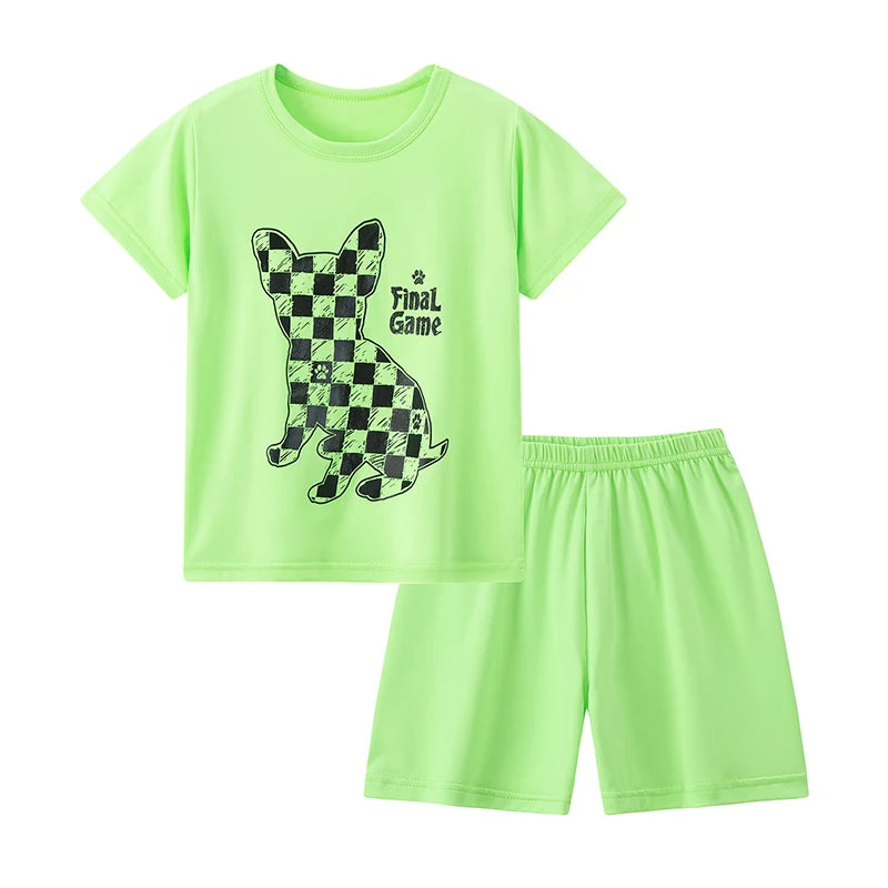 Kids Summer Cartoon Shorts Set