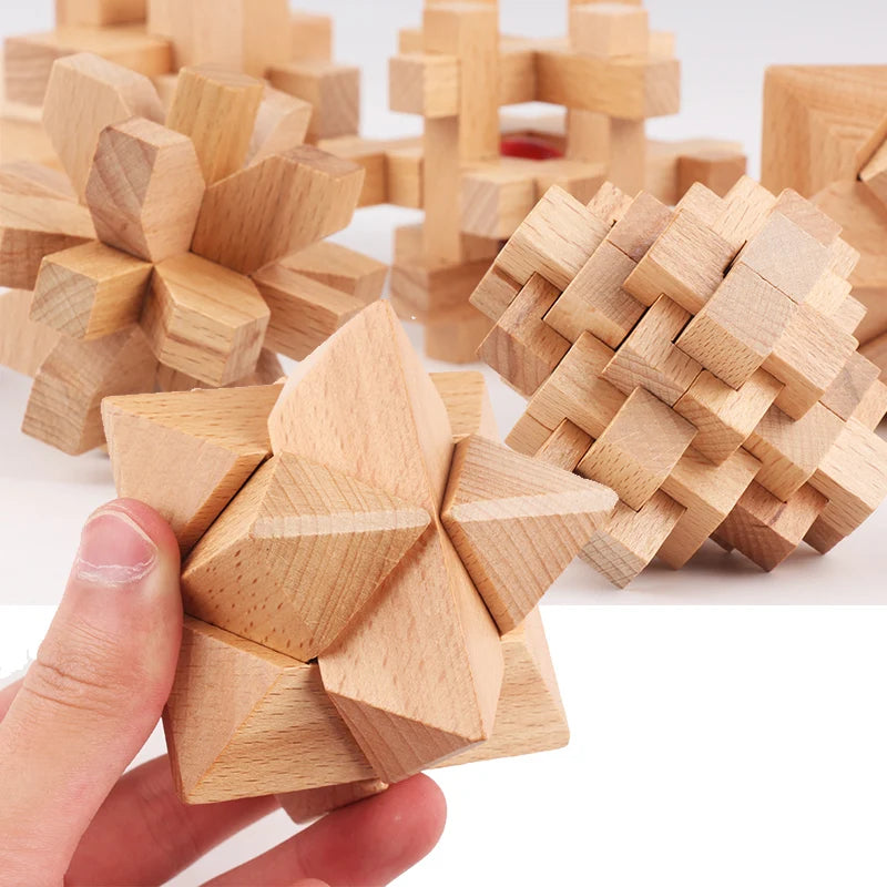 wooden kong ming lock puzzle 3d
