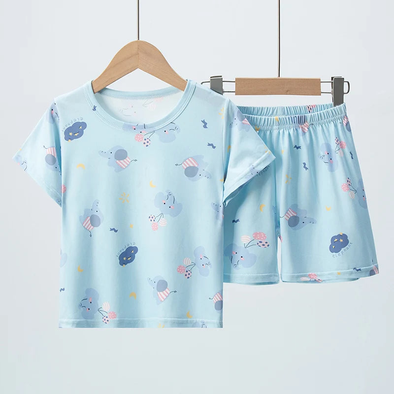 Kids Summer Cartoon Shorts Set