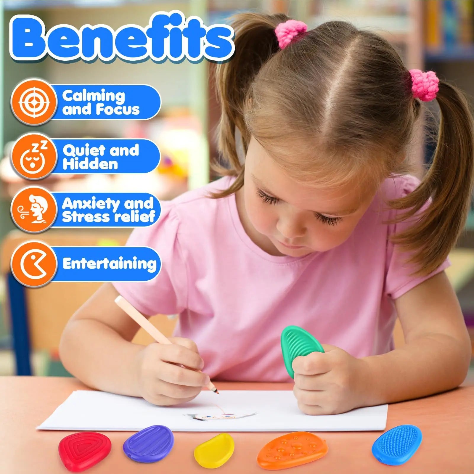 fidget stress relief toy silicone stones