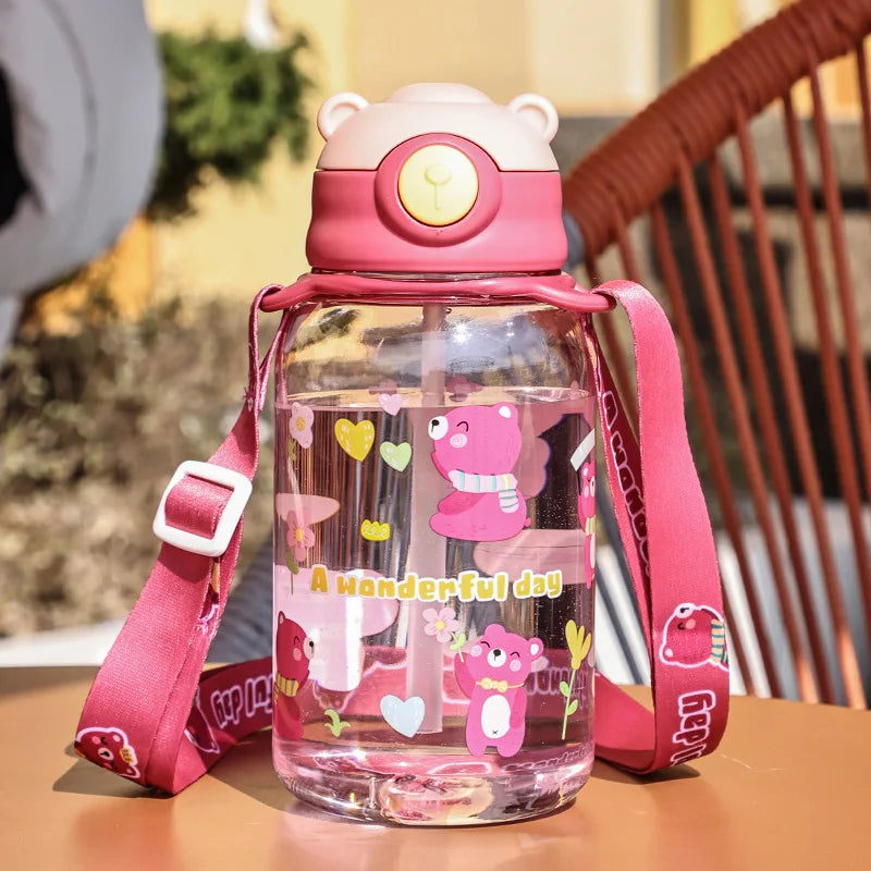 Kids Portable Straw Water Bottle