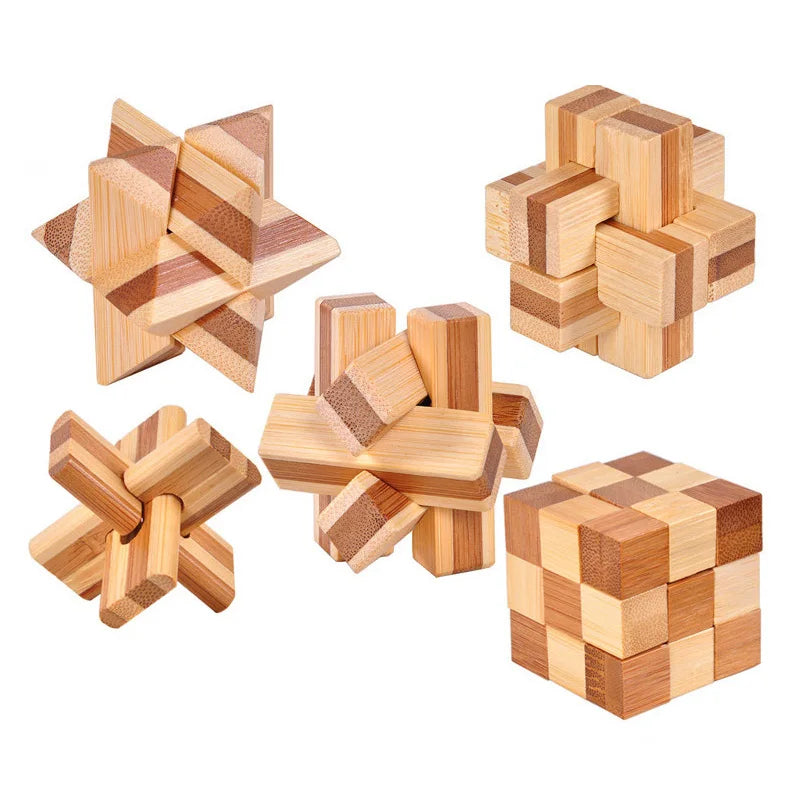 wooden kong ming lock puzzle 3d