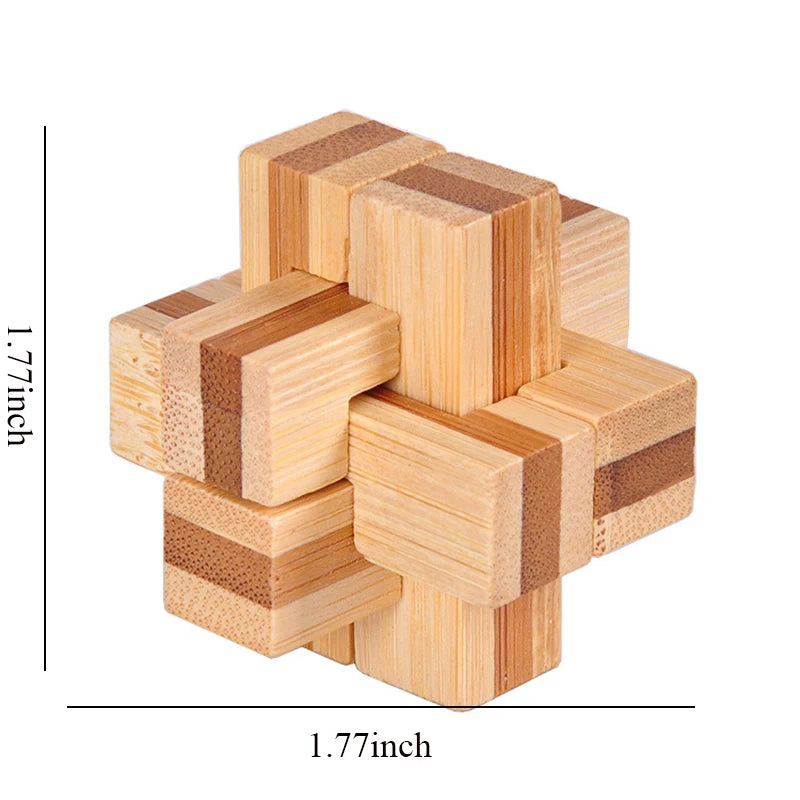 wooden kong ming lock puzzle 3d