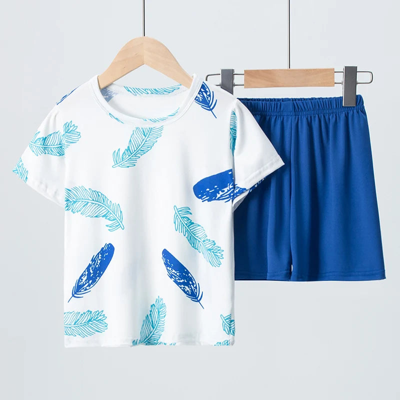 Kids Summer Cartoon Shorts Set