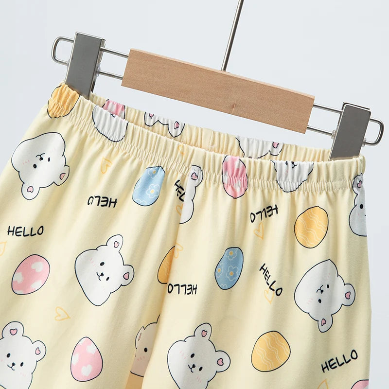 Kids Summer Cartoon Shorts Set
