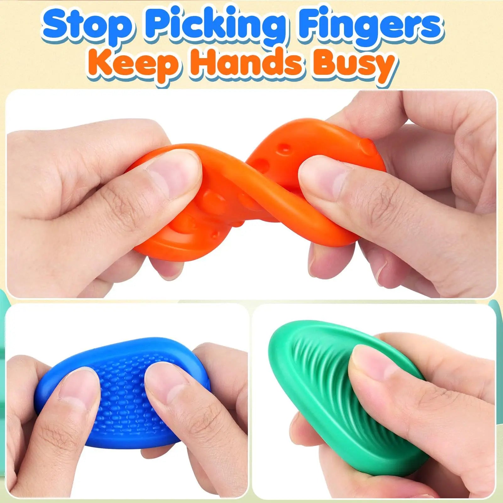 fidget stress relief toy silicone stones