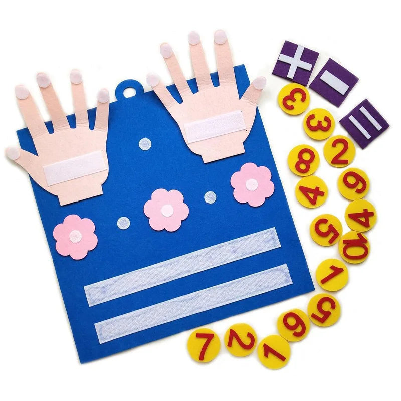 montessori felt finger numbers math toy kids learning game