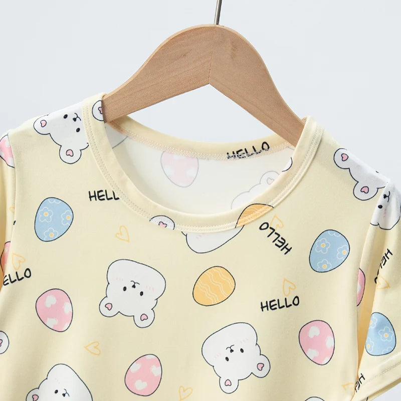 Kids Summer Cartoon Shorts Set