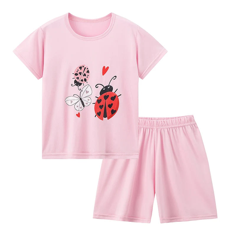 Kids Summer Cartoon Shorts Set