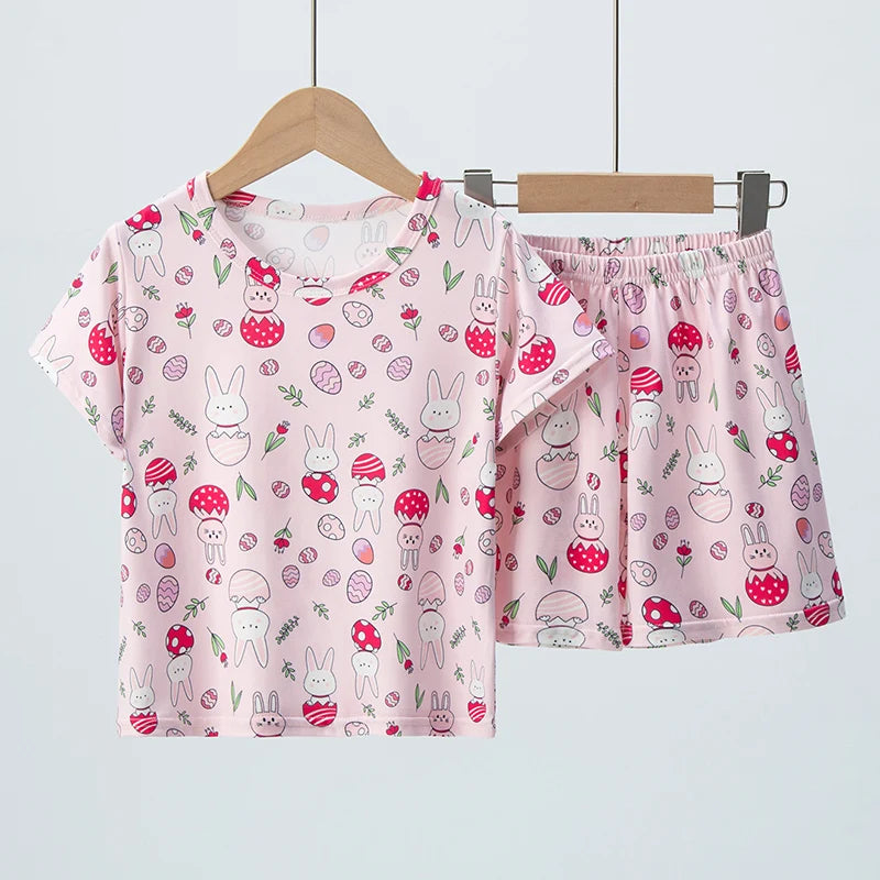Kids Summer Cartoon Shorts Set