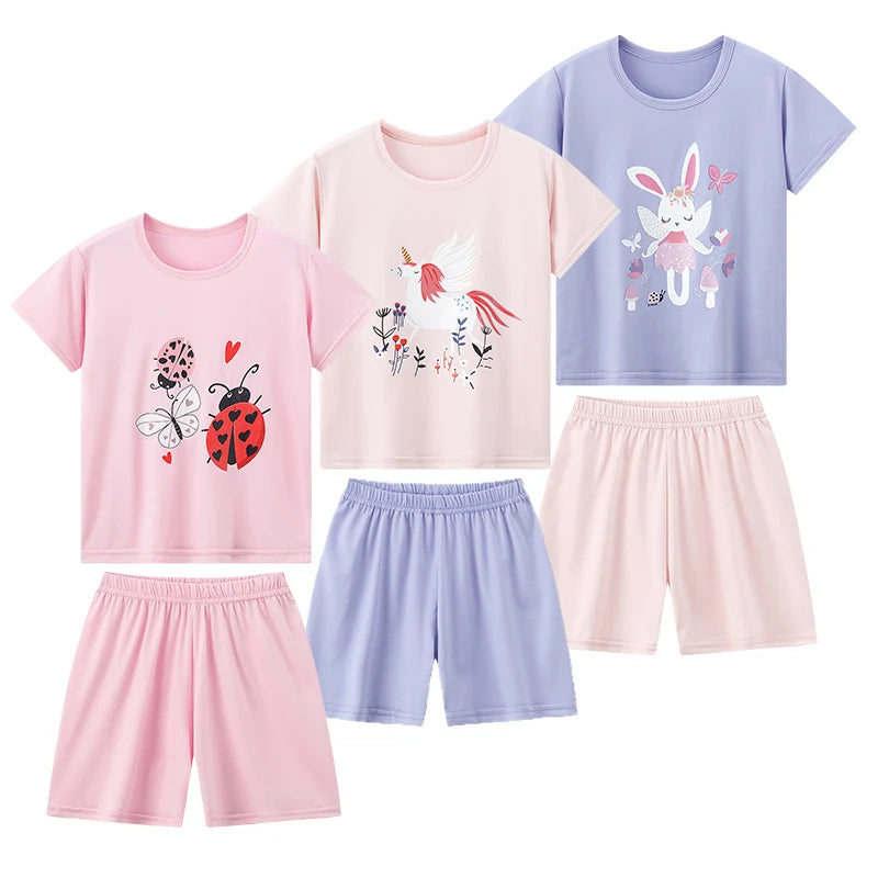 Kids Summer Cartoon Shorts Set