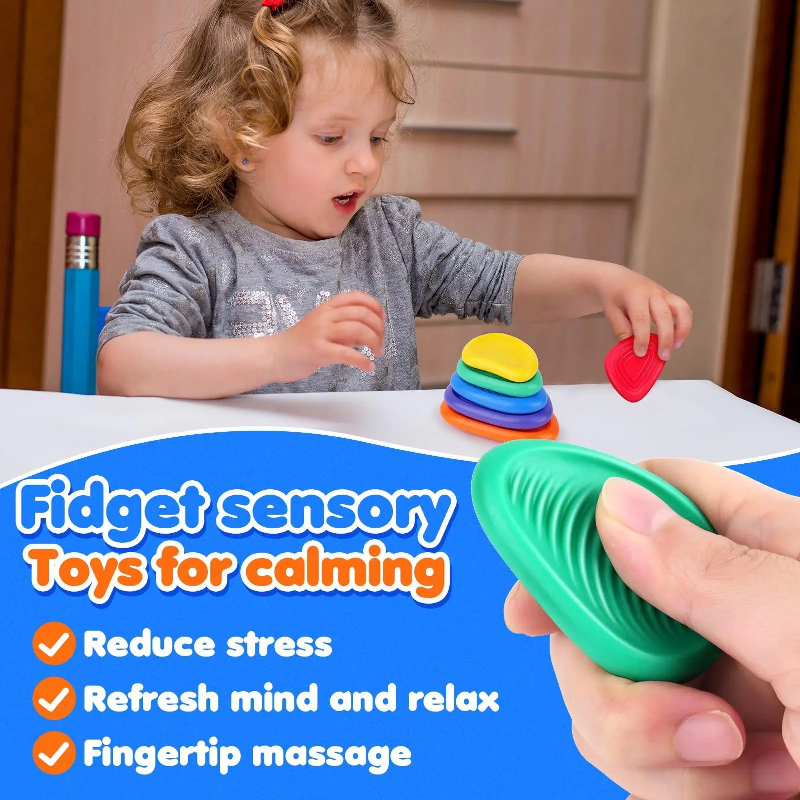 fidget stress relief toy silicone stones