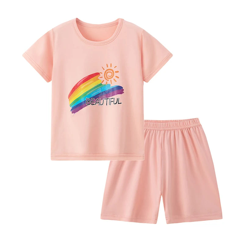 Kids Summer Cartoon Shorts Set