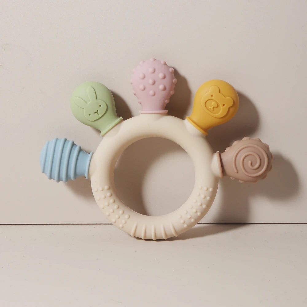 Silicone Baby Teether Ring – Multicolor Gum Relief Toy